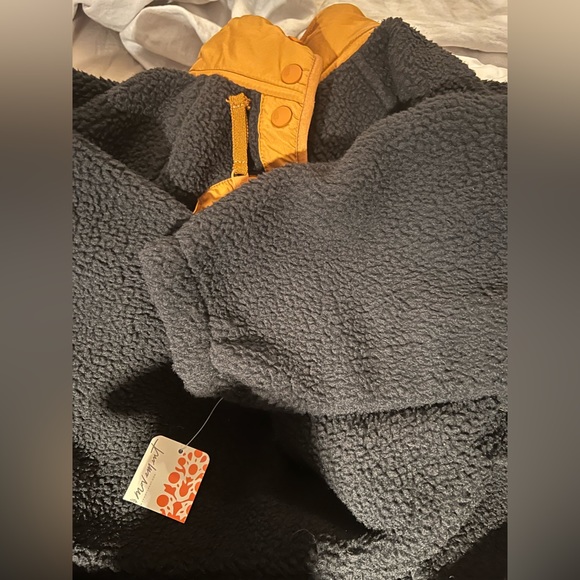 Free People Hit The Slopes Colorblock Pullover black combo orange Size Small - Picture 2 of 6